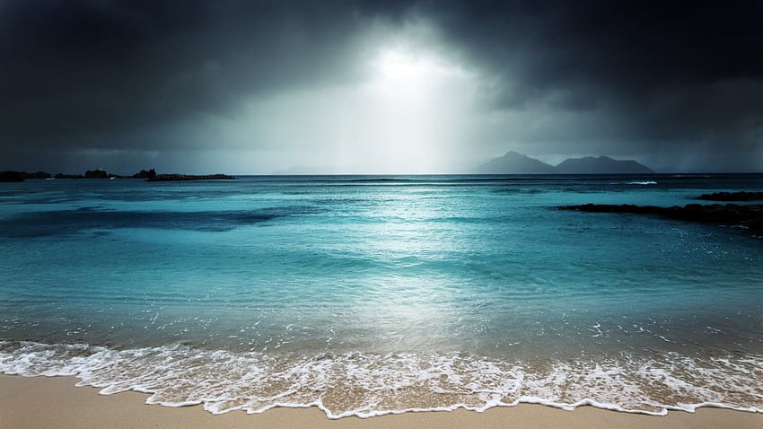 La Digue, Insel, Strand, dunkler Himmel, Sturm HD-Hintergrundbild