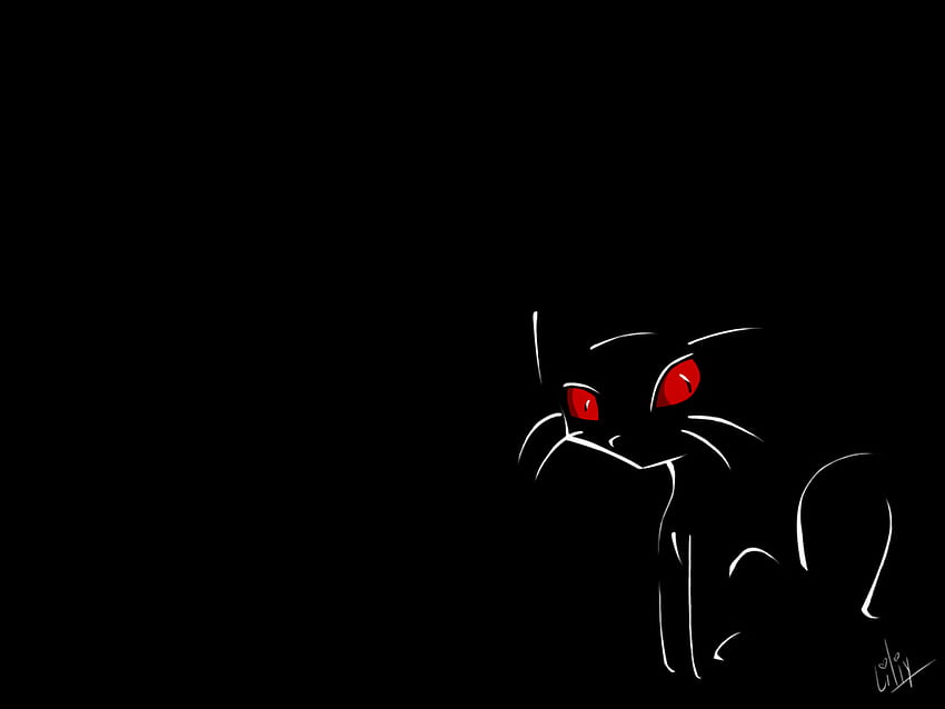 暗闇の中のキティ、動物、ゴシック、黒、猫、キティ、目、猫、暗い 高画質の壁紙