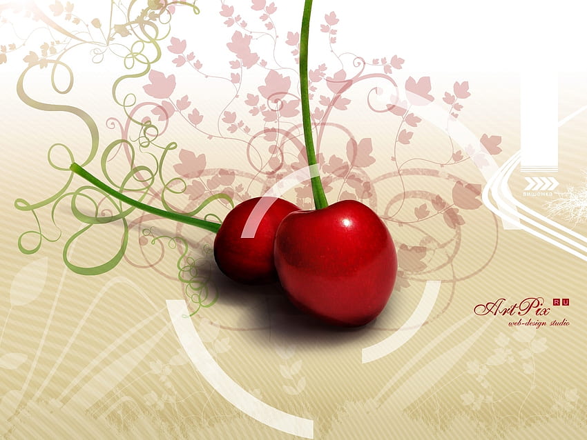 Fruits, Sweet Cherry, Food, Art, Berries HD wallpaper