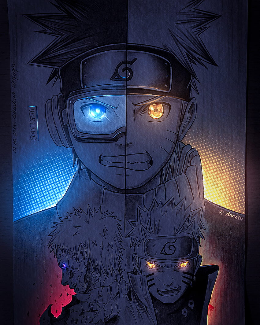 Obito & Naruto, art, otaku, edit, eyewear, animes, glow, anime HD phone wallpaper