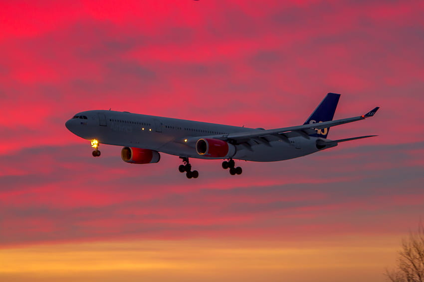Sunset, Sky, , , Airplane, Plane, Liner HD wallpaper