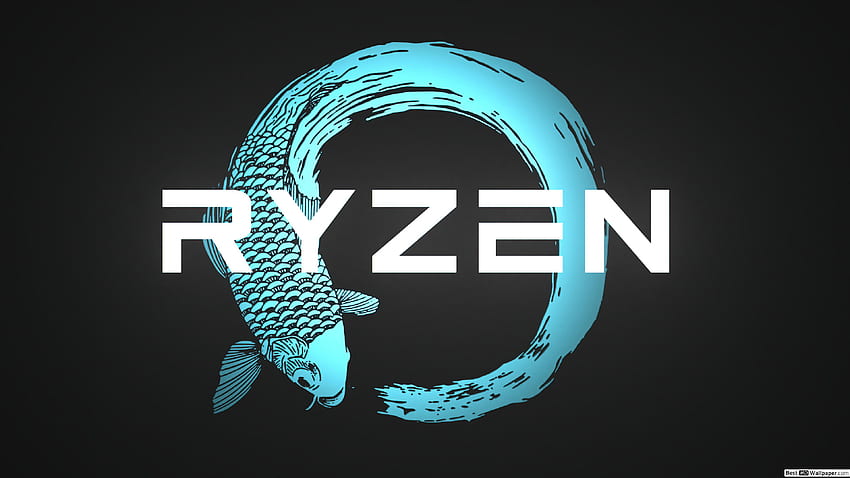 โลโก้ AMD Ryzen' Blue Koi Fish, Ryzen 9 วอลล์เปเปอร์ HD