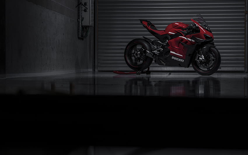 Ducati Superleggera V4, 2021, vista laterale, esterno, rosso Superleggera V4, moto sportive, moto sportive italiane, Ducati Sfondo HD