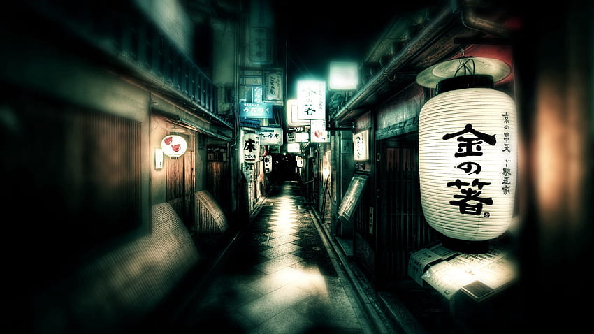 Japão, Cidades, Luzes, Lanternas, Rua papel de parede HD
