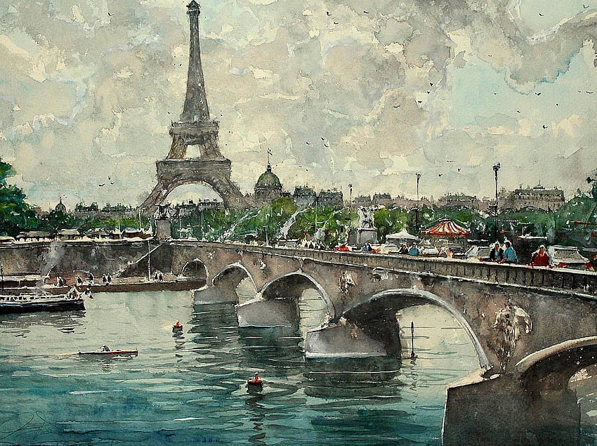 Watercolor and Background, Paris Watercolor HD wallpaper