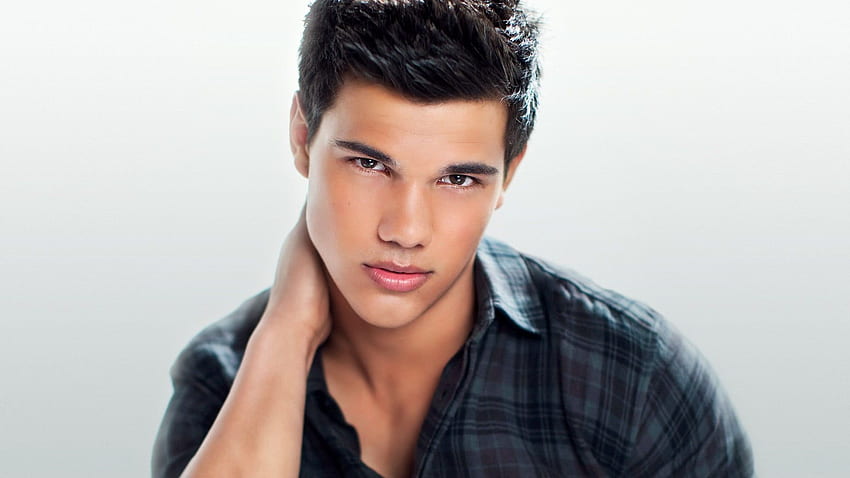 Мъжка карирана риза в синьо и бяло, Taylor Lautner HD тапет