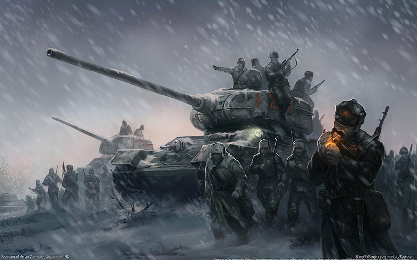 Company of Heroes, зима, войник, война, приключение, екшън, Company of Heroes 2, видео игра, сняг, дим, армия, танк, цигара HD тапет