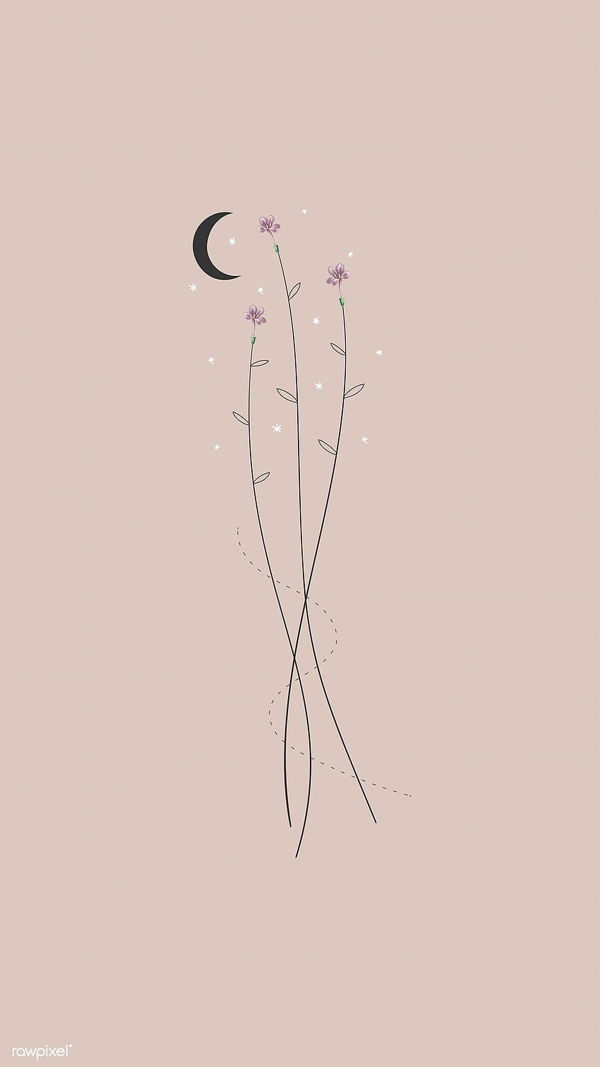 premium vector of Flowers and the moon mobile phone . iphone boho, Simple , Flower phone HD phone wallpaper