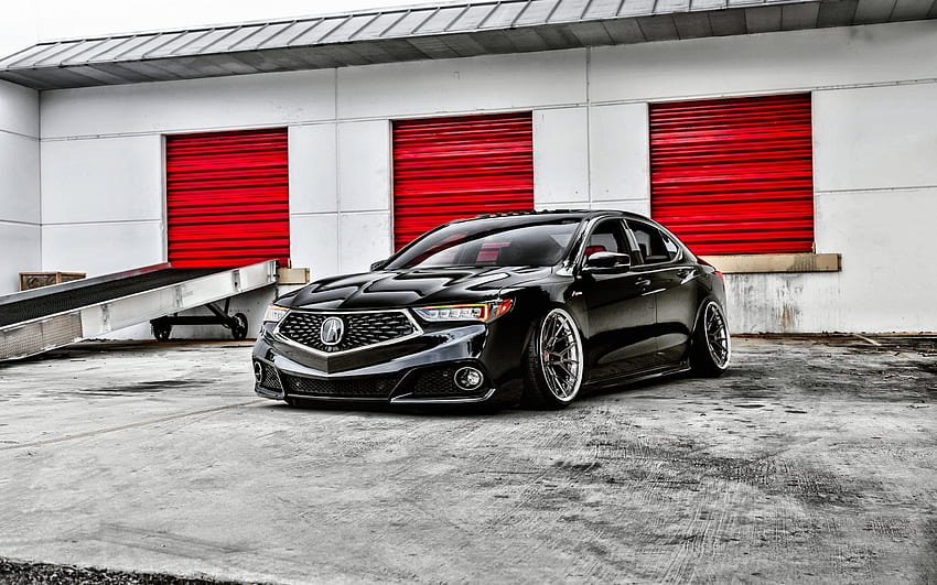 Acura TLX, exterior, front view, Acura TLX tuning, black Acura TLX, Japanese cars, Acura HD wallpaper