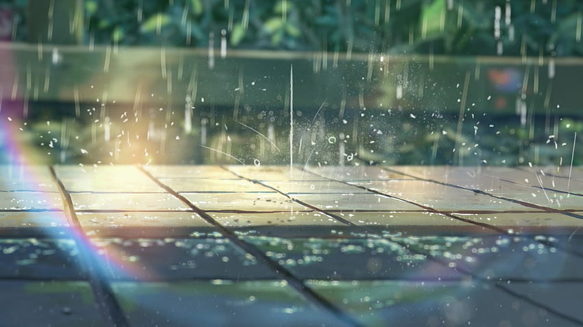 лятна слънчева светлина дъги дъжд настилки макото шинкай JPG 267 kB HD тапет