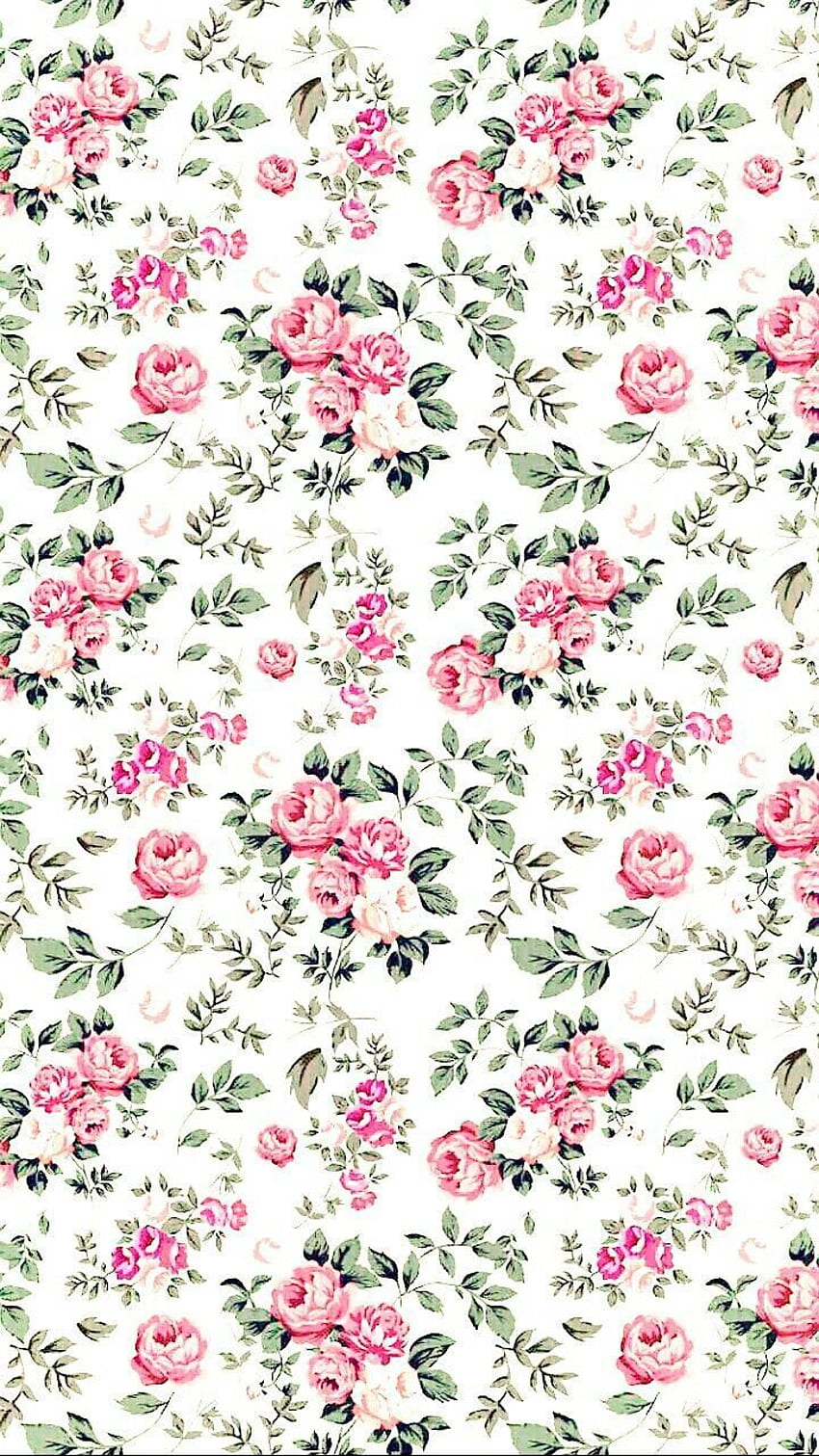 Background, nature, flowers, green, pink, pattern HD phone wallpaper