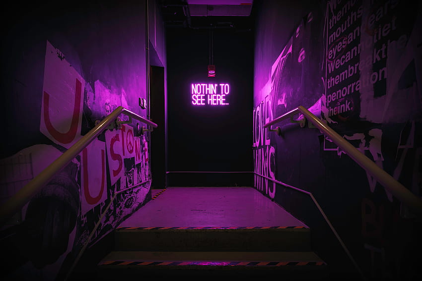 Words, Violet, Wall, Neon, Illumination, Backlight, Inscription, Purple HD wallpaper