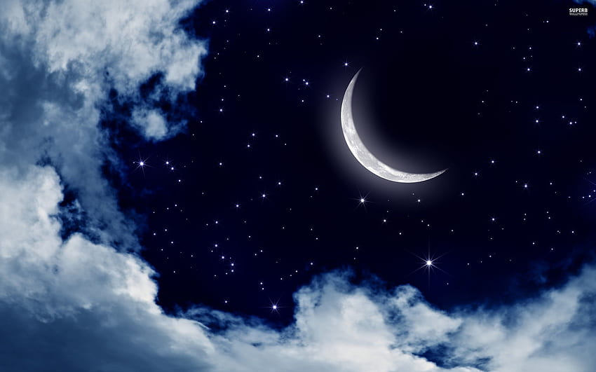 Moon And Stars In The Sky Digital Art . Starry Eyed, Moon Night Sky HD wallpaper