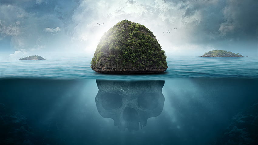 Ilha, Caveira, Submarino, Segredos - Melhor Ilha -, Ilha 3840 X 2160 papel de parede HD