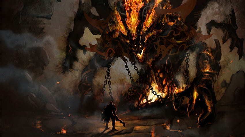 monsters knights fire aion fantasy art artwork demon – Abstract Fantasy HD wallpaper