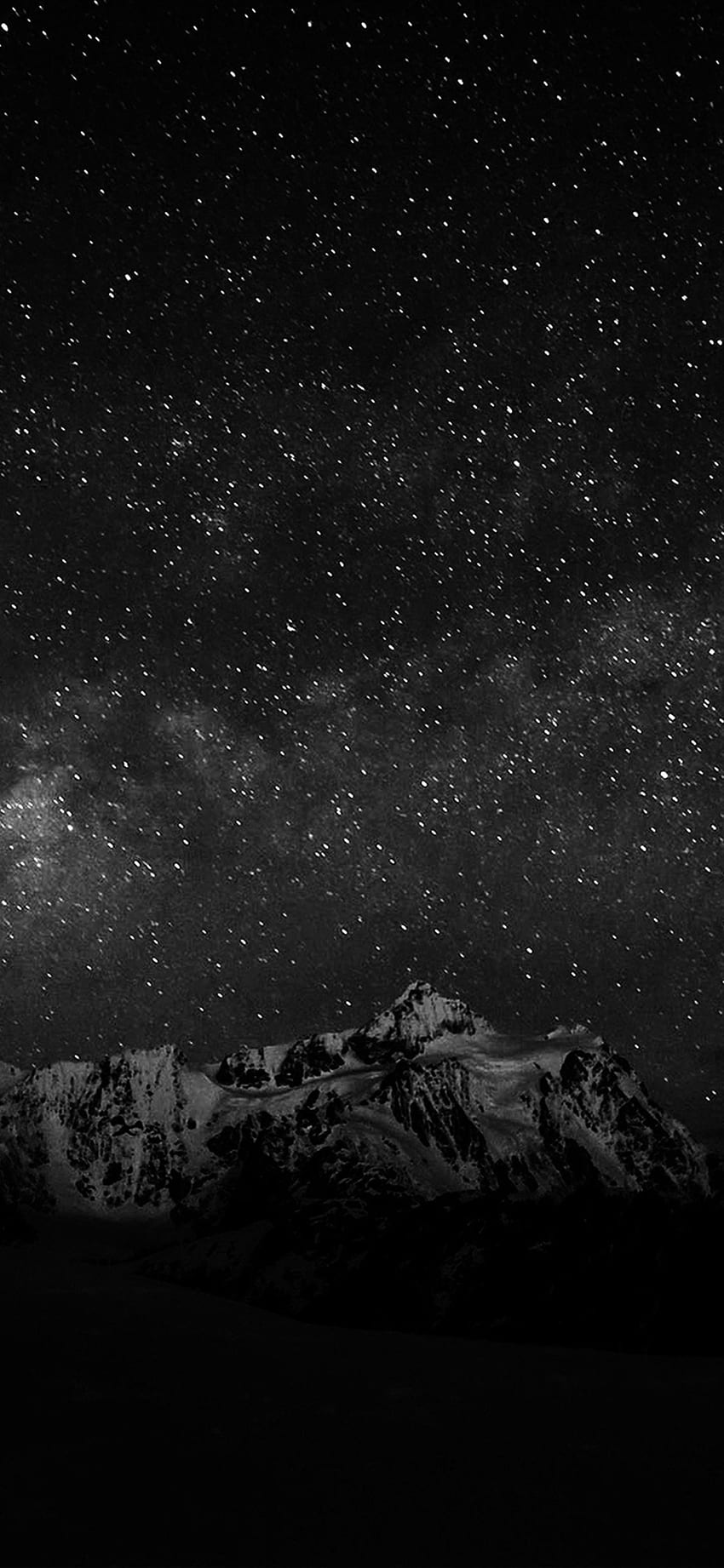 Starry Night Sky Mountain Nature Bw Dark - Ponsel Android, Black Mountain wallpaper ponsel HD