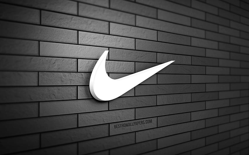 Logo Nike 3D, mur de briques gris, créatif, marques, logo Nike, art 3D, Nike Fond d'écran HD