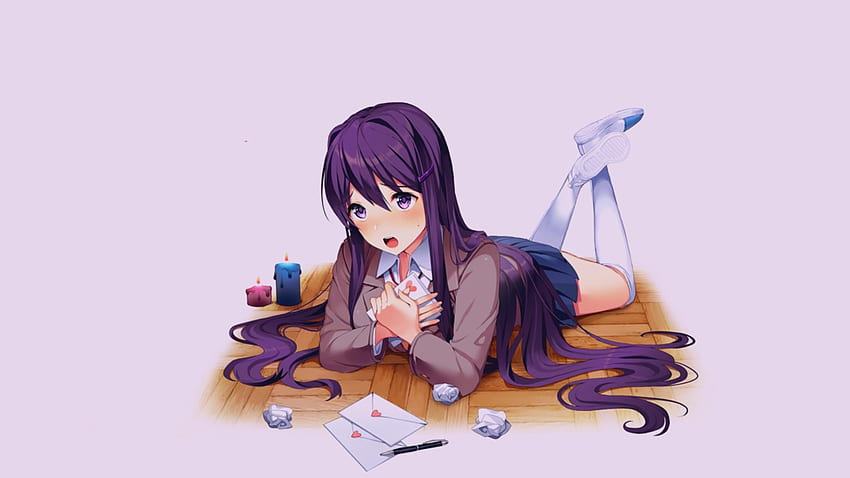 Yuri, urocze anime, Doki Doki Literature Club!, minimal Tapeta HD