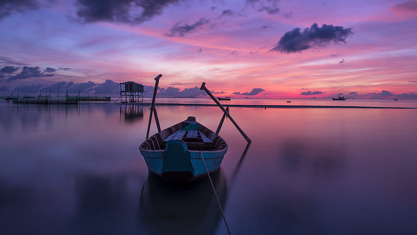 Natur, Morgendämmerung, Horizont, Boot, Vietnam, Vietnam HD-Hintergrundbild