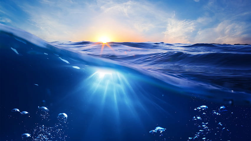 Oceano, , , , mare, natura, sott'acqua, acqua, sole, cielo, blu, raggi, sistema operativo, sottomarino Sfondo HD