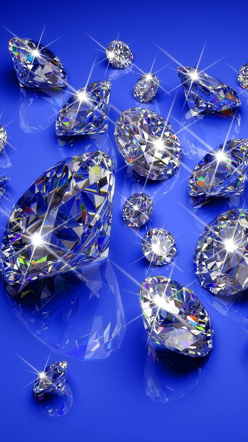 Diamant bleu, diamants brillants, fond bleu, brillant, diamants, bleu, fond Fond d'écran de téléphone HD