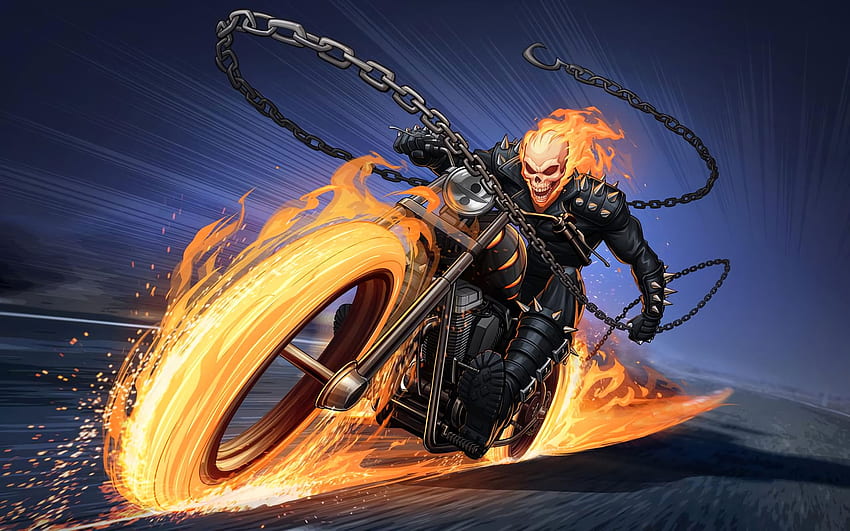 Jinete Fantasma . de Ghost Rider, motocicleta de fuego fondo de pantalla