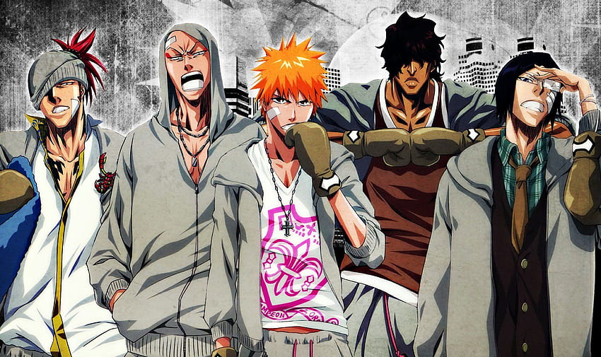 Anime series bleach kurosaki ichigo cool characters orange hair guys group . HD wallpaper
