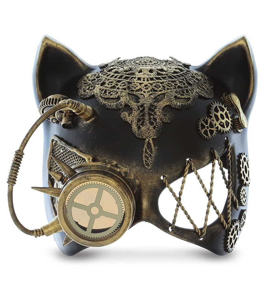 Attitude Studio Steampunk Cat Ears Half Face Mask Robot Monocles Disfraz - Oro fondo de pantalla del teléfono