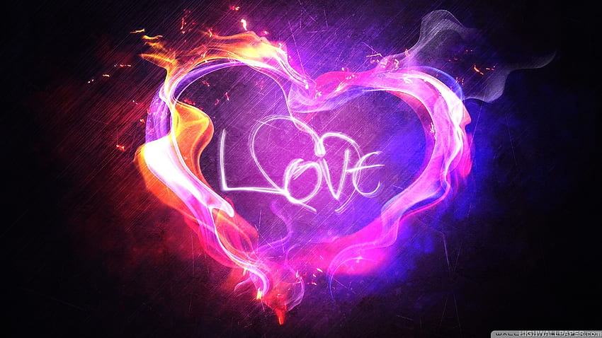 Love and Heart Neon Light HD wallpaper