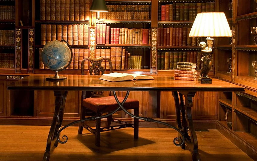 Vintage Library, Old Office HD wallpaper