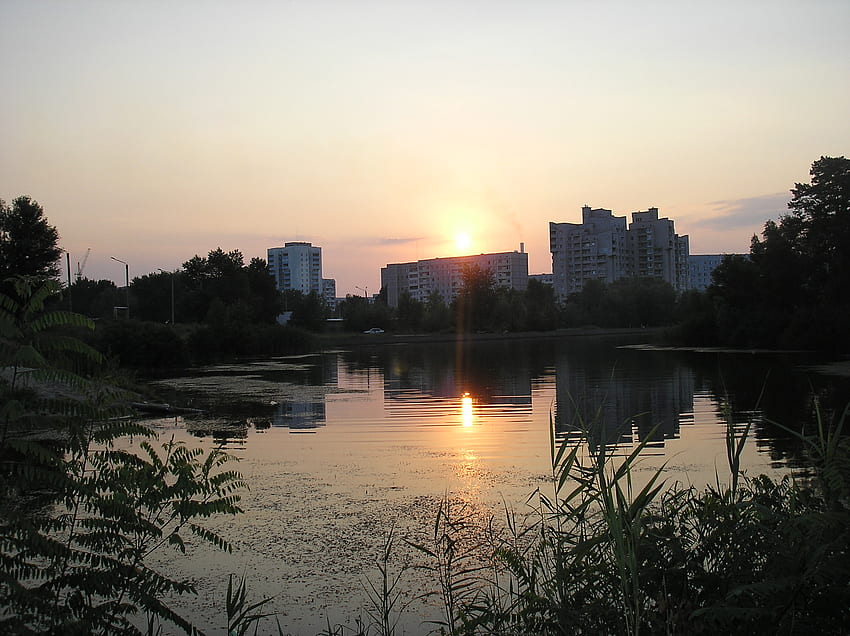 Sunset over a canal, ukraine, canal, nature, sunset HD wallpaper