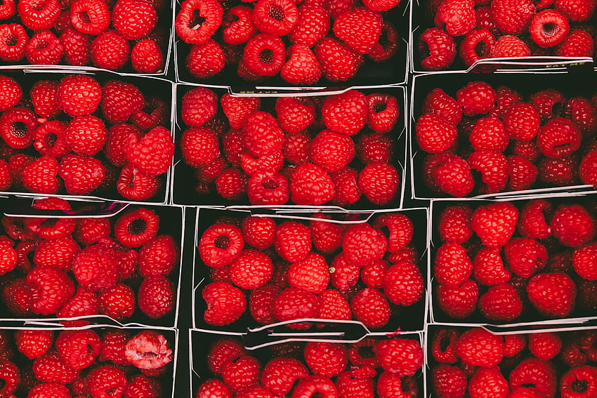 Food, Raspberry, Berries, Ripe, Baskets HD wallpaper