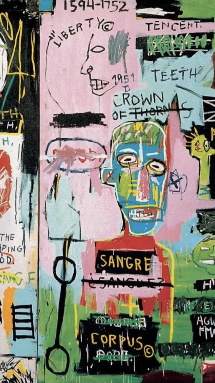 Jean Michel Basquiat Vert, Couronne Basquiat Fond d'écran de téléphone HD