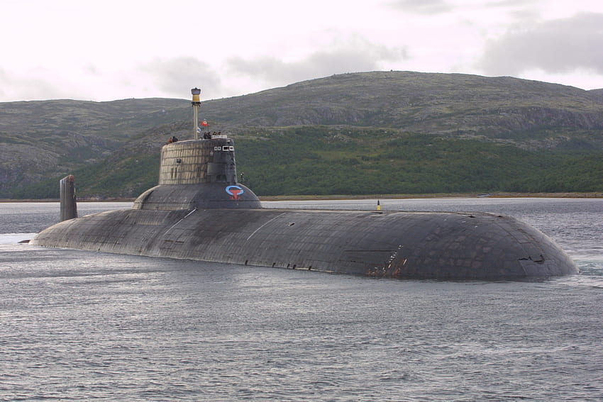 Atomowa łódź podwodna klasy Typhoon, łódź podwodna / i mobilne tło Tapeta HD