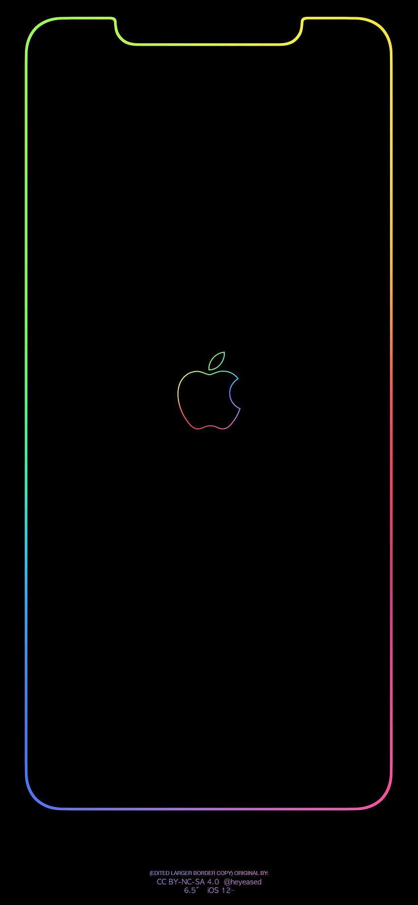 X XS Tęczowa ramka i logo Apple, fajne neonowe jabłko Tapeta na telefon HD