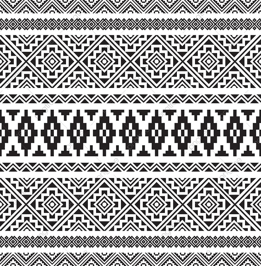 Seamless Ethnic Pattern In Black And White Color Aztec Tribal Vector Design, Pattern, Tribal, Aztec PNG and Vector with Transparent Background for HD phone wallpaper