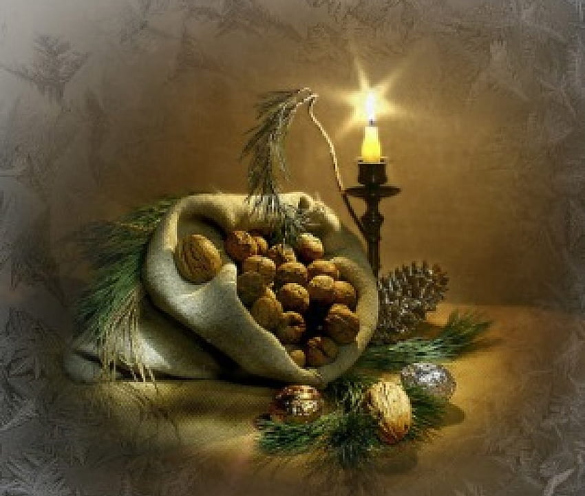 Candela natalizia, natura morta, astratta, candela, Natale Sfondo HD