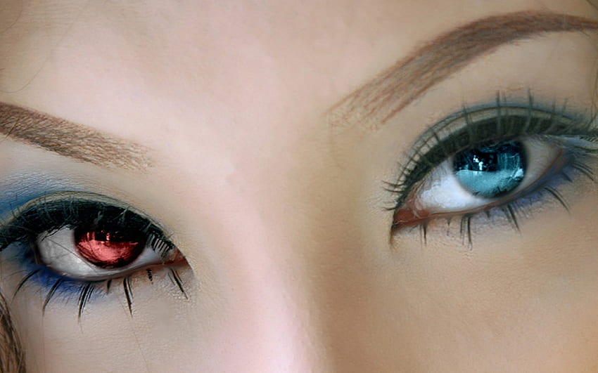 Frauen Augen blaue Augen Heterochromie rote Augen Asiaten – HD-Hintergrundbild