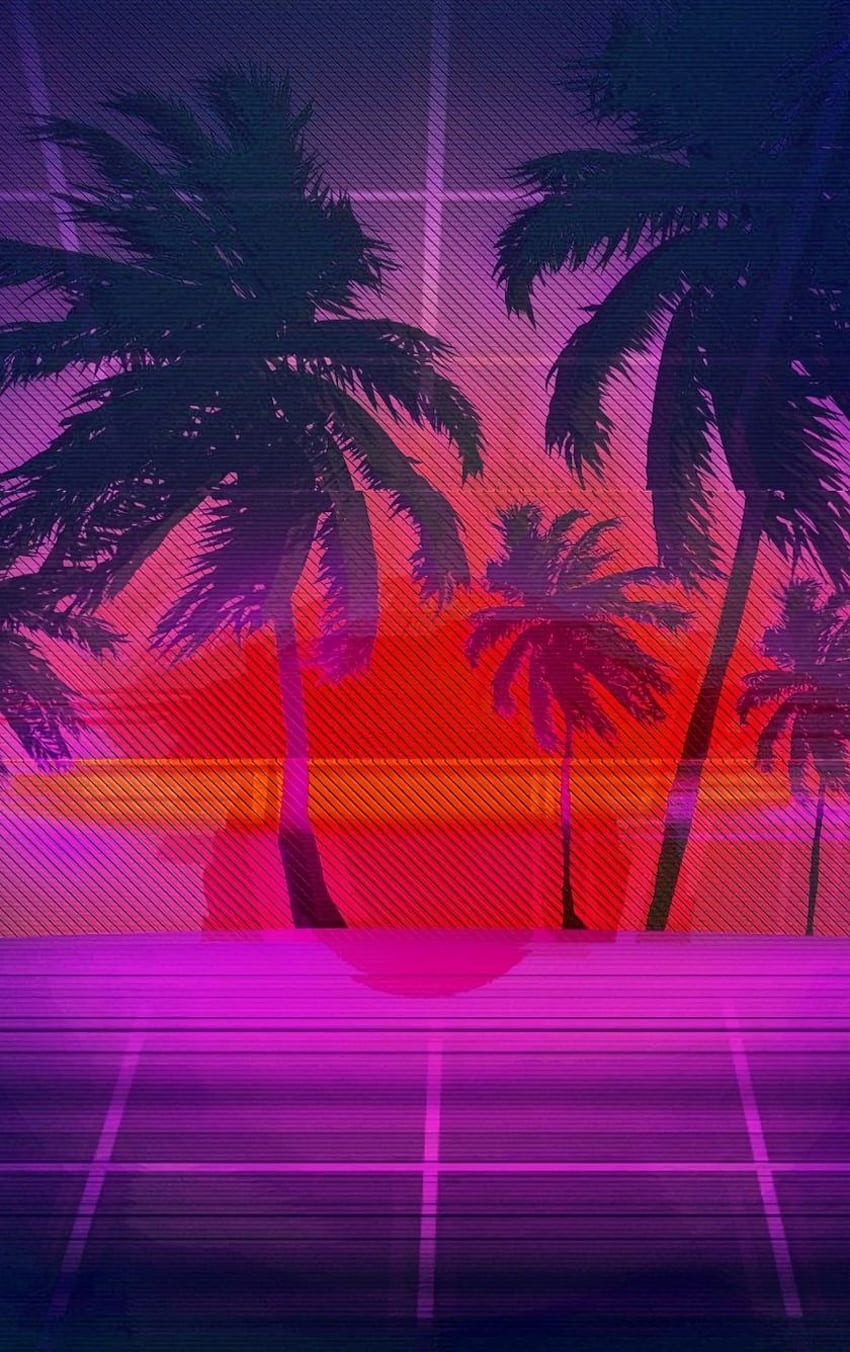 Sunset, palm tree, vaporwave, digital, Vaporwave Art HD phone wallpaper ...