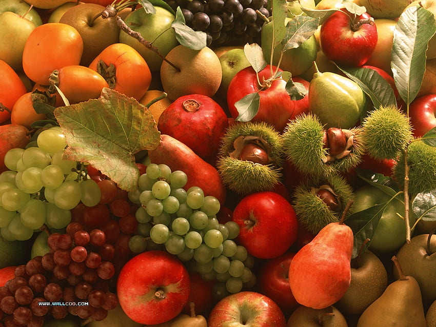 ミックス フルーツ、野菜、ナシ、ブドウ、果物、リンゴ、食品 高画質の壁紙