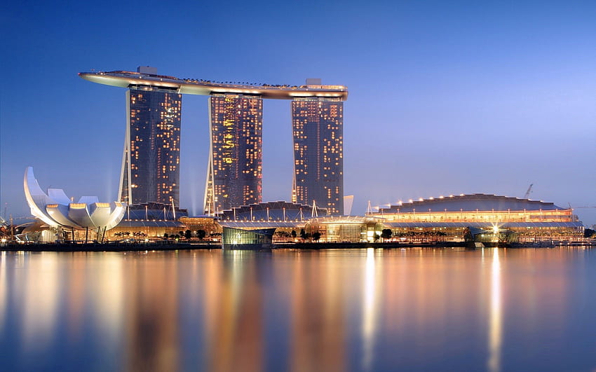 Градове, Нощен град, Сингапур, Хотел HD тапет