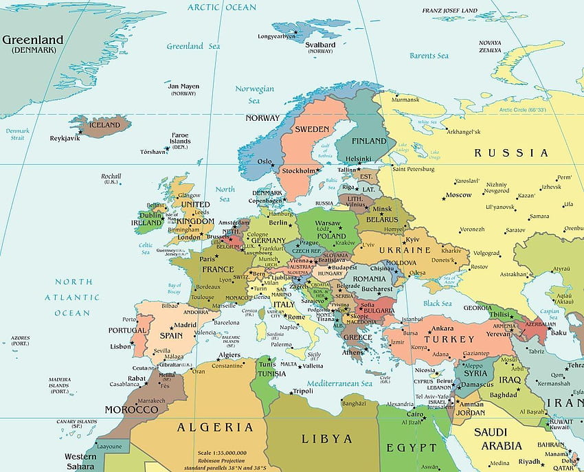 Карта на Европа HD тапет