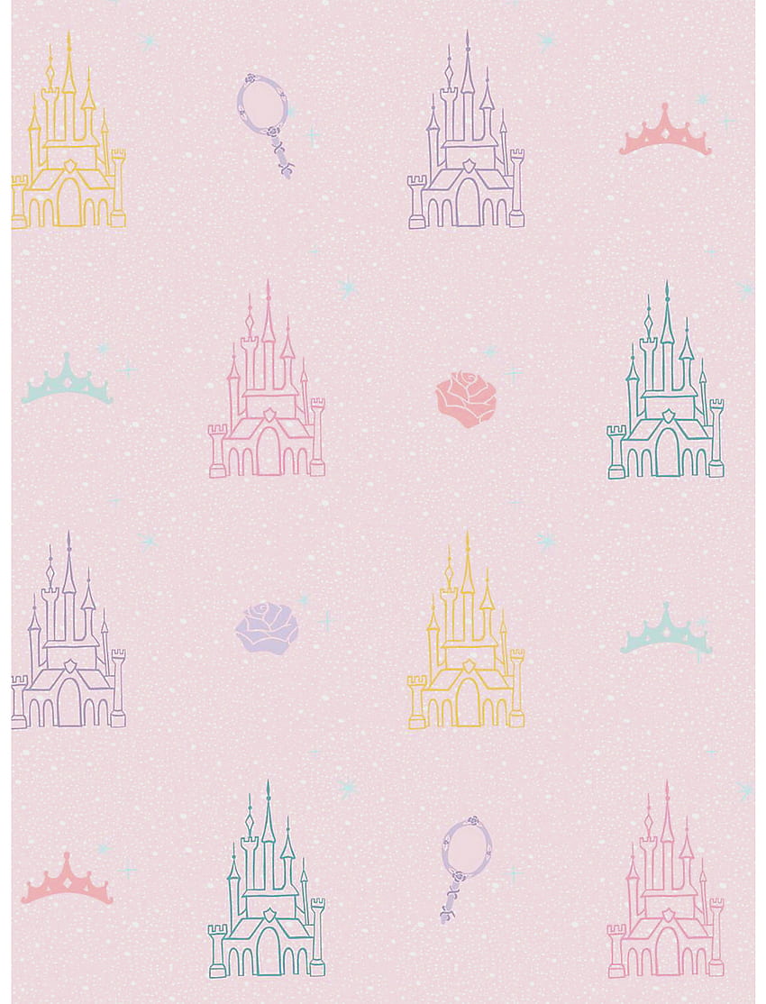 Princesas da Disney Castelo Rosa e Amarelo Peel & Stick Papel de parede de celular HD