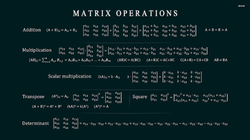 Matrix operations cheat sheet - Digital Art HD wallpaper