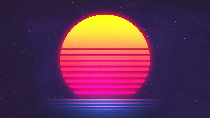 Sunset Retrowave . Слънчева илюстрация, ретро вълни, Synthwave, Neon Sunrise HD тапет