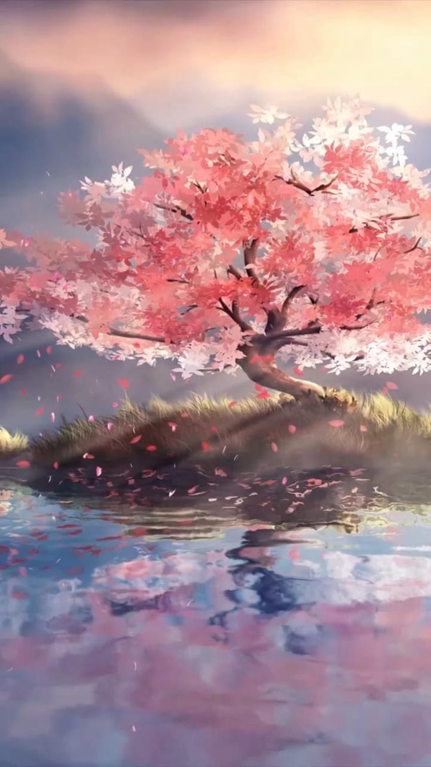 Cherry Blossom per iPhone, Sakura Tree Anime Sfondo del telefono HD
