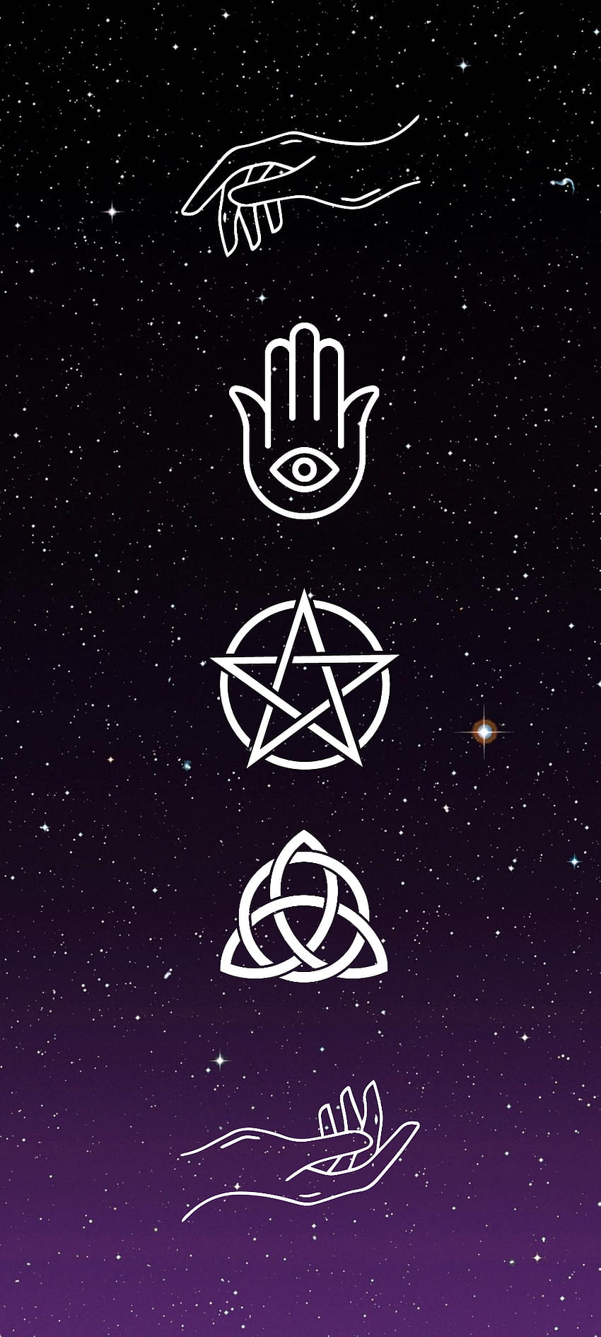 Protection, magic, pentagram, hamsa, triquetra, galaxy HD phone wallpaper