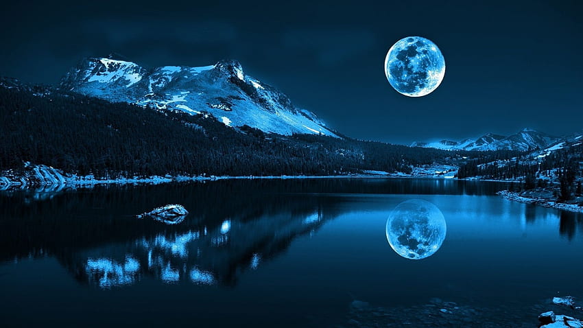 3D Of Lake And Moon Background - Best . Beautiful moon, Beautiful nature,  Nature, Blue Landscape Moon HD wallpaper | Pxfuel