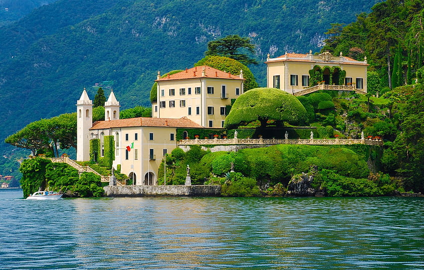 lake, Villa, Italy, Lombardy, Como, villa del balbianello, Del balbianello for , section город, Italian Villa HD wallpaper