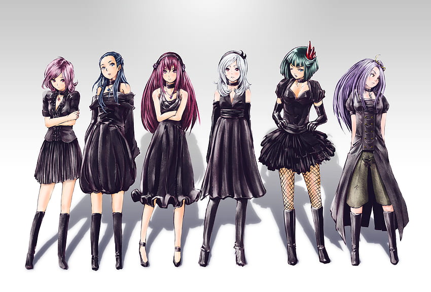 Anime Girls, cute, girls, black, anime HD wallpaper